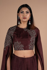Maroon Skirt with Cape BlouseDSC06547