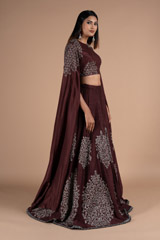 Maroon Skirt with Cape BlouseDSC06550