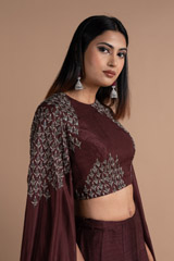 Maroon Skirt with Cape BlouseDSC06551