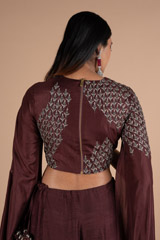 Maroon Skirt with Cape BlouseDSC06569