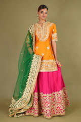 Orange Embroidered LehengaDSC07008