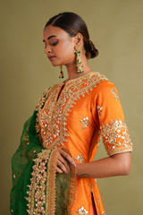 Orange Embroidered LehengaDSC07013