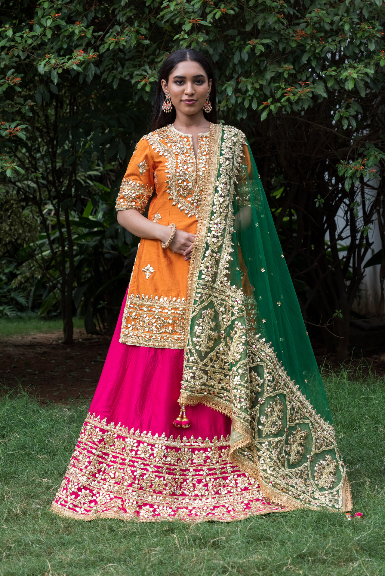 ORANGE EMBROIDERED LEHENGA