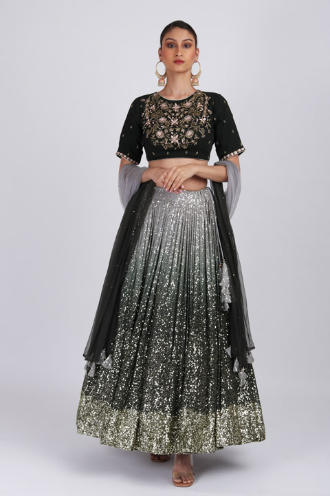 Green Ombre Katdana Lehenga