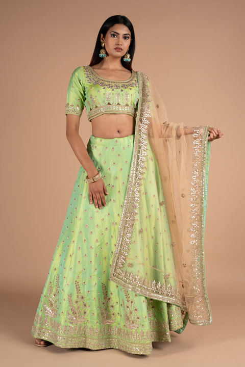 Green Silk Lehenga