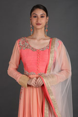 Coral Peach Anarkali SetIMG_1225