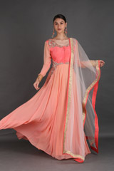 Coral Peach Anarkali SetIMG_1234