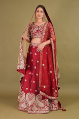 Red Raw Silk Bridal LehengaDSC00831