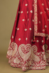 Red Raw Silk Bridal LehengaDSC00836