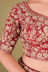 Red Raw Silk Bridal LehengaDSC00839