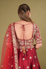 Red Raw Silk Bridal LehengaDSC00844