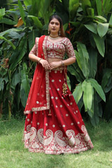 Red Raw Silk Bridal LehengaIMG_2973