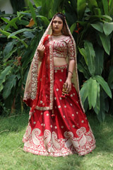 Red Raw Silk Bridal LehengaIMG_3015