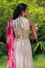 Grey Crepe Gold Printed KalidarIMG_0094