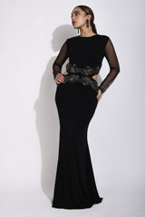 Black Waist Cut Out Gown_SUB0276