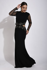 Black Waist Cut Out Gown_SUB0289