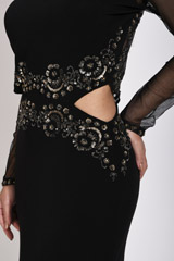 Black Waist Cut Out Gown_SUB0297