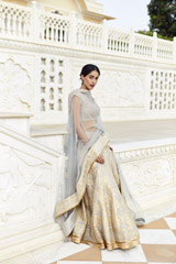 Silver Grey Golden Dori Lehenga