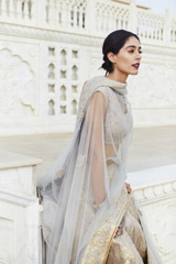 Silver Grey Golden Dori Lehenga2