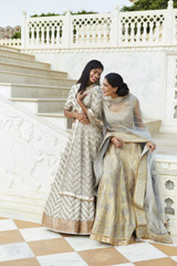 Silver Grey Golden Dori Lehenga3