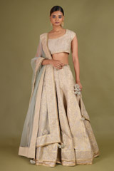 Silver Grey Golden Dori LehengaDSC07131