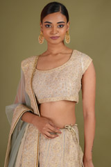 Silver Grey Golden Dori LehengaDSC07132