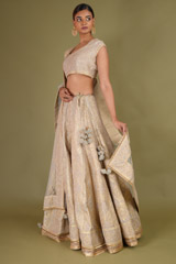 Silver Grey Golden Dori LehengaDSC07134