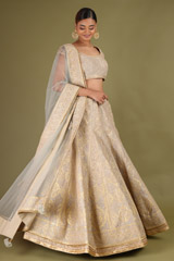 Silver Grey Golden Dori LehengaDSC07137