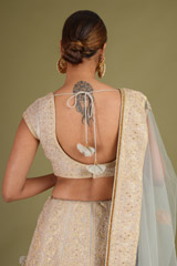 Silver Grey Golden Dori LehengaDSC07140