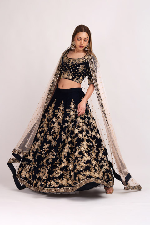 Blue Embellished Lehenga
