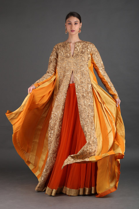 Orange Gota Panels Lehenga