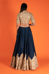 Midnight Blue And Gold Bridal LehengaDSC06633