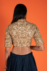 Midnight Blue And Gold Bridal LehengaDSC06634