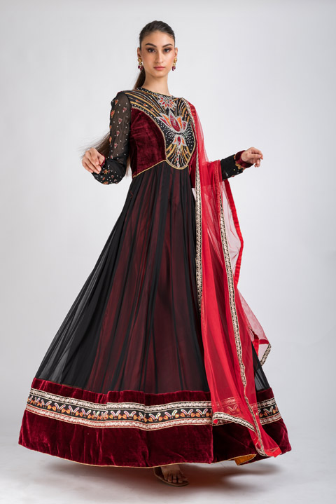Black Aari Embroidered Anarkali
