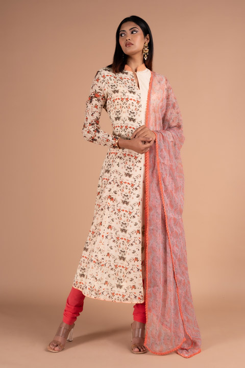 Floral And Kettle Print Anarkali Suit