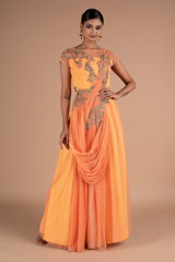 Orange Drape Gown SareeDSC06464