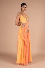 Orange Drape Gown SareeDSC06467