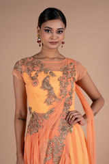 Orange Drape Gown SareeDSC06470