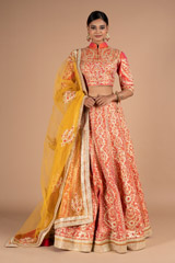 Red Embroidered Lehenga