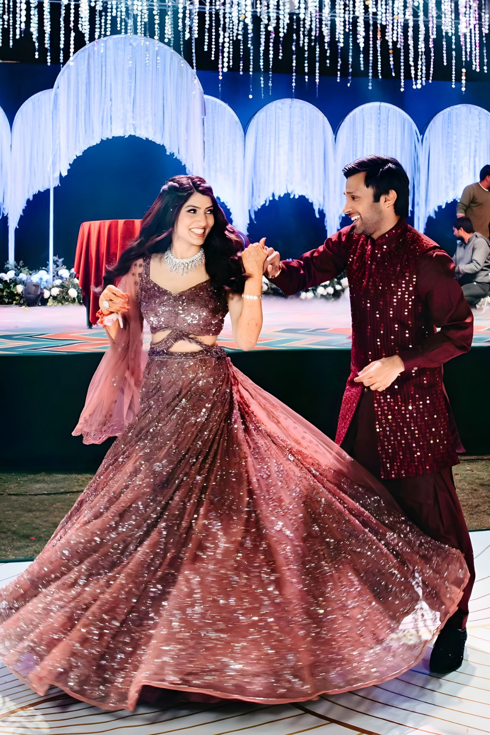 Mauve Lehenga with cutdana and sequin work2