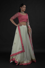 Light Blue Sequins Lehenga Set_DTR8789