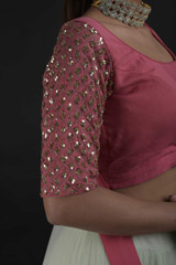 Light Blue Sequins Lehenga Set_DTR8793