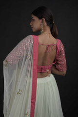 Light Blue Sequins Lehenga Set_DTR8798