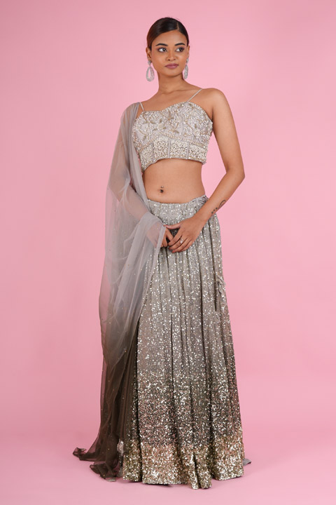 Grey Corset Lehenga