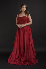 Red Cape Lehenga Set