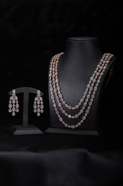 Silver Stone Necklace Set