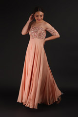 Peach Off Shoulder Gown1208_video