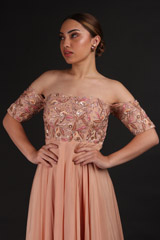 Peach Off Shoulder GownIMG_0768