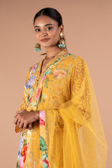 Yellow Crepe Vintage Rose Anarakli SetDSC09572