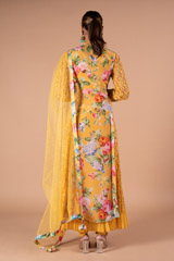 Yellow Crepe Vintage Rose Anarakli SetDSC09574
